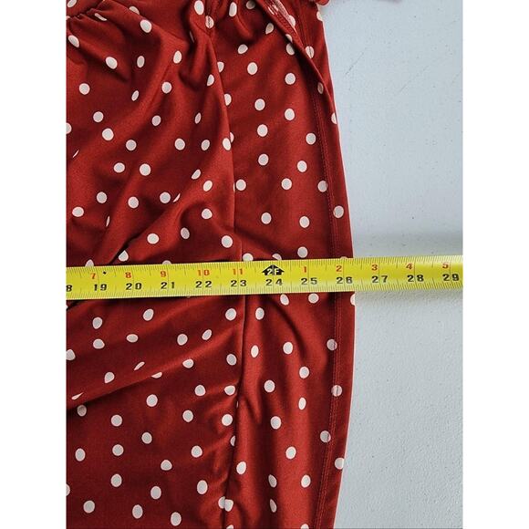 Suzannegrae Shirt Womens Large Red White Polka Dot Wrap Front Tie Side Top - Picture 8 of 15